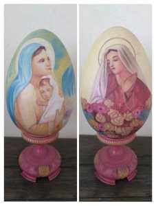 Dekorasi Meja Rohani Katolik Kristen Lukisan Gambar Bunda Maria Yesus Hiasan Telur