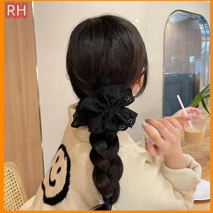 🔥🔥🔥ranghe ที่มัดผมผ้าฝ้ายลูกไม้ฝรั่งเศสขนาดใหญ่1ชิ้นสำหรับผู้หญิงผมหางม้ายืดหยุ่นสองชั้นเครื่องประดับผมของผู้หญิง