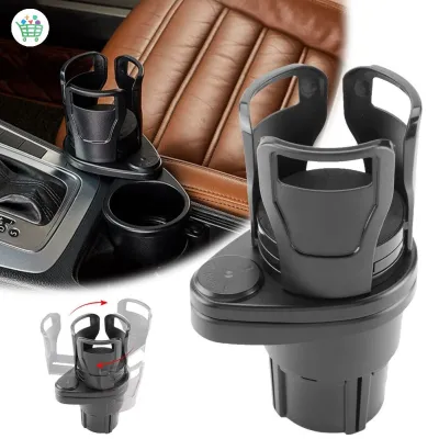 【พร้อมส่ง】ที่วางแก้วในรถยนต์ 2in1 ที่วางแก้วในรถยนต์มัลติฟังก์ชั่น กล่องใส่ของในรถ แบบหมุนได้