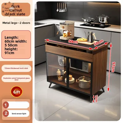 Cabinet Storage Solid Wood With Wheels Kitchen Island Cabinet Movable Island Cabinet