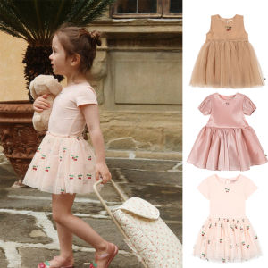 2026 Summer KS Baby Girls Princess Dresses Kids Clothes Dance Dress Girls Cherry Mesh Sequins Dresses Childrens Party Vestidos2026