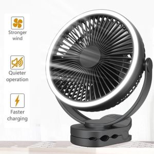 10000mAh 8-Inch Rechargeable Battery Operated Clip on Fan Air Circulating USB Fan Portable for Outd Camping Tent Beach or Car