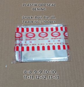 P2 JOLIE/Plastik OPP Seal Lem Roti Snack Pie Souvenir 8x8 9x9 10x10 11x11 12x12 13x13/isi 100 pcs