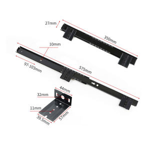 27/35mm Width Black Keyboard Tray Slides Computer Desk Silent Load-Bearing Track