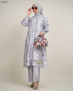 NMR Setelan Celana Tunik Silk Jaquard Print Vol 3375