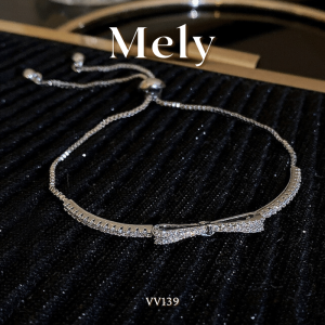 Vòng tay nữ mạ bạc cao cấp hình nơ đính đá sang trọng thời trang - Mely VV139