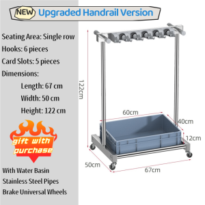 Mobile Cleaning Tool Trolley Mop Broom Holder Rack on Wheels Stainless Steel Single / Double Row for Home & Commercial