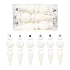 XIAHU 6pcs/Box Đồ thủ công tự làm đã được vẽ màu Đồ trang trí cây thông Noel Nhựa Đồ trang trí treo Đồ trang trí hình nón bằng nhựa Quả bóng nhung Đồ trang trí treo cây Dành cho trưng bày cửa hàng
