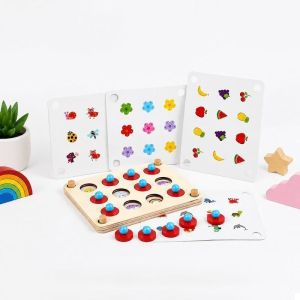 Montessori Mini Memory Chess Game 3D Wooden Puzzle Board Logical Toy Early Learning Educational Toys