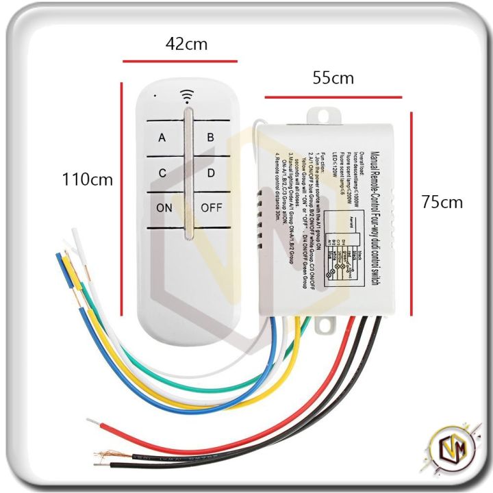 1%202%203%204%20Way%20Wireless%20Receiver%20Lamp%20Light%20RF%20Remote%20Control%20Switch%20ON%20OFF%20Suis%20Lampu%20ALAT%20KAWALAN%20JAUH%20-%20Image%203