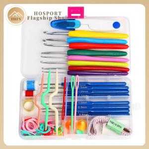 【-HRFS】 16 Size Crochet Hook Set Knitting Needle Stainless Steel Long Crochet Needles Ergonomic with Case Knitting Accessories