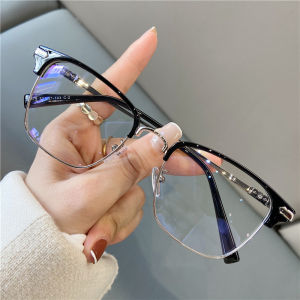 Korean Fashion Anti-Blue Light Glasses High-End Half-Rim Metal Glasses Detachable Lenses Cermin Mata