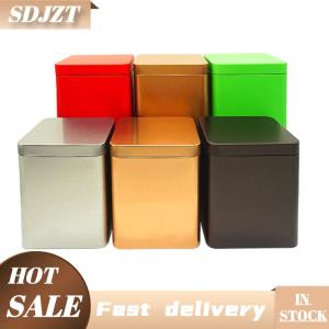 SDJZT 1pcs trà lon vuông kim loại bao bì hộp lưu trữ trường hợp nhỏ thiếc lọ