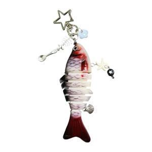 Lure Inspired Keychain Flexible Multi Joint Fish Keyring For Outdoor Enthusiasts Alloy Resin Key Holder Accessory