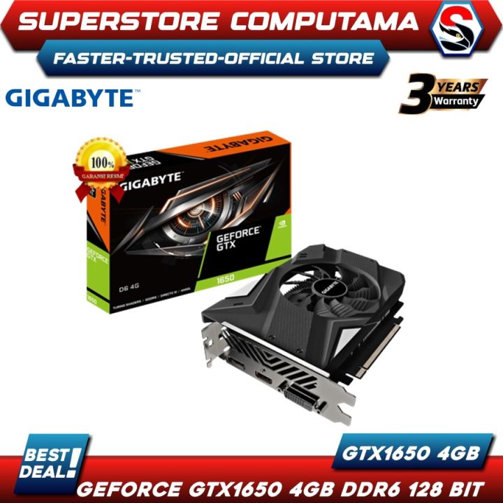 VGA Gigabyte GTX 1650 /GTX1650 4GB DDR6 128 BIT GV-N1656D6-4GD