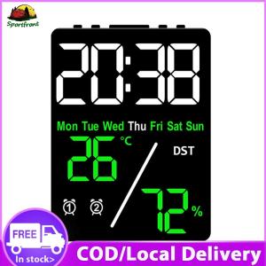 【Free Shipping】 Modern Digital LED Alarm Clock with Indoor Temperature and Humidity for Living Room Decor