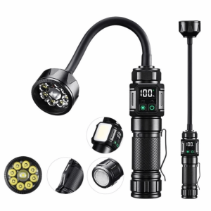 GJURD Super Bright Pocket Camping Light High Power Portable LED Flashlight Handheld Extended Hose Zooming Strong Flashlight Outdoor Night