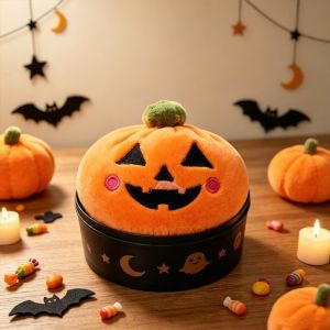 LONGB Bí ngô Đồ chơi bóp hình bánh bao Halloween Vải nhung Mềm mại Đồ chơi cảm giác cho búp bê Dễ thương Phim hoạt hình Đồ chơi nhồi bông bóp Dành cho trẻ em.