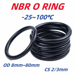 NBR Black Nitrile Rubber O Ring OD 8mm~80mm CS 2/3mm Gasket Rubber Gaskets Seal Ring High Pressure O-Rings Corrosion Oil Resist Sealing Washer