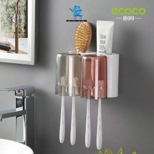 SR99. ECOCO Toothbrush Holder Wall Mount Bathroom Accessories Set for Couple and Family Toothbrush Multipurpose Holder