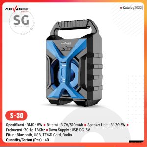 ADVANCE SPEAKER BLUETOOTH S30 FREE MIC KARAOKE / Speaker WIRELESS / SALON AKTIF PORTABLE SPEAKER RADIO FM MP3 USB