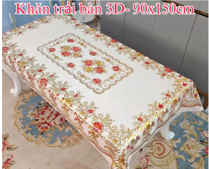KHĂN TRẢI BÀN LỤA 3D in nổi sang trọng không thấm - Bàn tròn bàn vuông