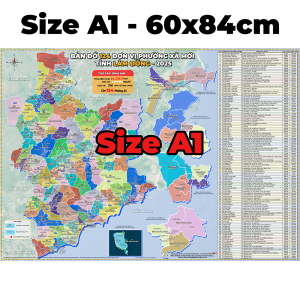 Bản Đồ Tỉnh LÂM ĐỒNG Mới 124 Phường Xã 2025 Size A1 và A2