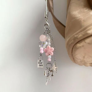 [haoh] CCD Lanyard Handmade Beads Homemade Girly Style Ins Mobile Phone Chain Guben Card Pendant