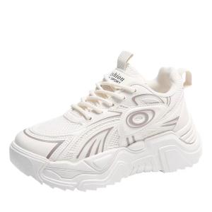 Addision (มาใหม่) รองเท้าผ้าใบผู้หญิง รองเท้าแฟชั่นสไตส์เกาาหลีสุดฮิต เสริมส้น5cm  มี3สี(ดำ ขาว ครีม)NO.B008 พร้อมส่ง