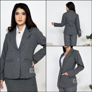 Blazer Hitam Kerja Wanita Lengan Panjang Bahan Formal Kantor Sidang Kuliah