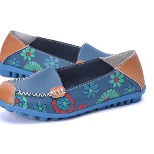 G7 Cowhide Color Block Print Soft Surface Cowhide Soft Sole Loafers Womens Flats Comfortable Breathable Maternity Flat Shoes Cross-Border 7/7