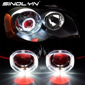 Sinolyn Square LED Angel Devil Eyes Projector Lens H1 HID LED Lamp Halo Rings DRL H4 H7 Car Headlight Bi-xenon Kit Tuning
