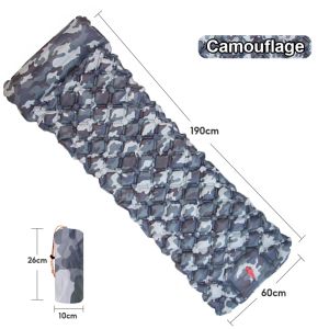Camping Sleeping Pad Inflatable Mattress with Pillows Ultralight Air Mat Built-in Inflator Pump