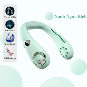 Quạt Đeo Cổ Mini Không Cánh Gió Thổi 360 độ 3 Chế Độ Gió Có Đèn LED Báo Pin Kiểu Dáng Thể Thao Pin 4000mAh Mẫu 2023