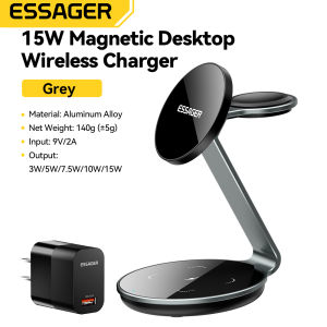Essager 15W Bộ Sạc Không Dây Nhanh Chóng sạc để bàn Đa Chức Năng Không Dây thiết bị sạc + S6 Duy Nhất USba18W Du Lịch Chúng Tôi/bộ sạc chân cắm EU Cho iPhone 15 Nhanh Chóng Sạc Airpods Apple Đồng Hồ Bộ Sạc Không Dây