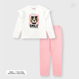 [OUTLET]Bộ bé gái BIGFOX - MISS MEOW thu đông size đại bộ dài tay cho bé in cún smile phong cách Hàn Quốc 34567891011 tuổi