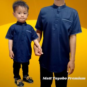 Baju Koko Kurta Couple Ayah dan Anak Tangan Pendek Bahan TOYOBO Premium Adem Koko Anak Koko Pria Dewasa M L XL XXL JUMBO Seragam Atasan Lebaran Baju Muslim Pria Baju Koko Kembar