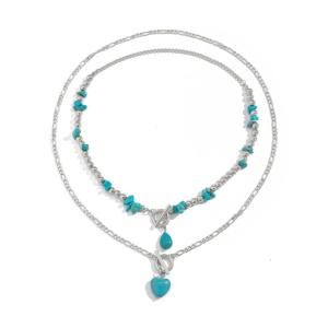 Vòng cổ ngọc lam Bộ độ dài có thể điều chỉnh dây chuyền chạm xương quai xanh thời trang nhiều lớp neckchain Phụ kiện cho các bên