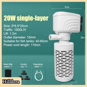 [Hilldora] 3 In 1 Aquarium Filter Pump Silent Fish Tank Submersible Air Oxygen Aerator Aquarium Air Pump Water Changer Pump Wave Maker