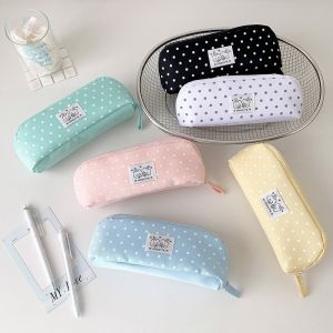 DLC03 Y2k Polka Dot Pencil Case Cloth  Storage Stationery Storage Bag Fashion Multi-functional Pencil Pouch Stationery Holder