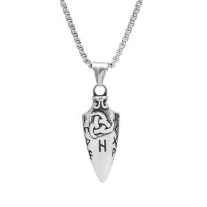 Mythology Punk Spearhead Pendant Necklace Long Letter Charm Neck Chain for Men Stainless Steel Accessories