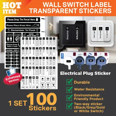 100 Pcs Stickers/Set Wall Switch PVC Label Transparent Stickers (Local Seller)