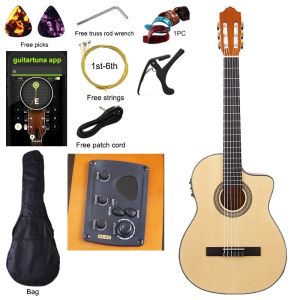 Flamenco Classical Guitar with EQ Cutaway Design Spruce Top 39 inch 6 String Nylon String High Glossy Natural & Black Color2026