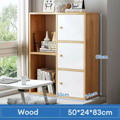 LALA 6 Tier Bookshelf with Doors Multipurpose Shelf/Rak Buku 3 Tingkat/Home Furniture Kabinet Baju Storage Cabinet/Wood Shelf 书架储物架