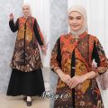 777 GAMIS MEISYA 2 IN 1 ADA DALAMAN JETBLACK OUTER BATIK. 