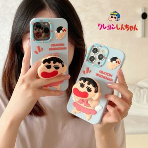 3D escopic Bracket การ์ตูนน่ารักซิลิโคนสำหรับ iPhone 11 12 13 14 15 16 Pro Max Plus Soft ซิลิโคน Anti Drop Cover สำหรับ IPhone16 Case