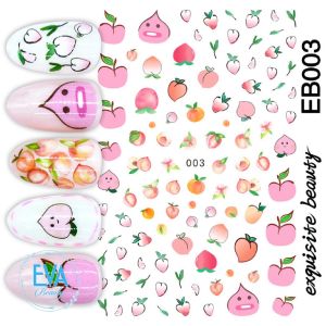 Sticker Dán Móng Tay 3D Dạng Decal Dán Chống Nước Hoạ Tiết Trái Cây Quả Đào Hồng Peach EB003