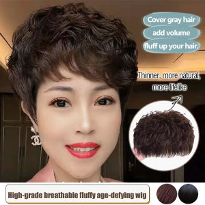 Wig for short curly hair to cover white hair high temperature ribbon hair cover