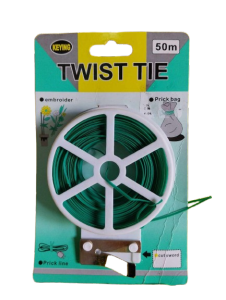 50m PVC Green Plastic Twist Tie Wire Spool roll with Cutter for Garden Yard Plant- 1 Roll