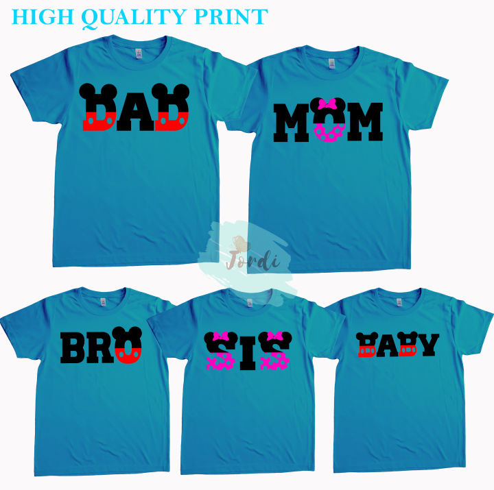 AQUA BLUE MICKEY Family Round Neck T shirt High Quality Print